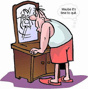 cartoon man in mirror